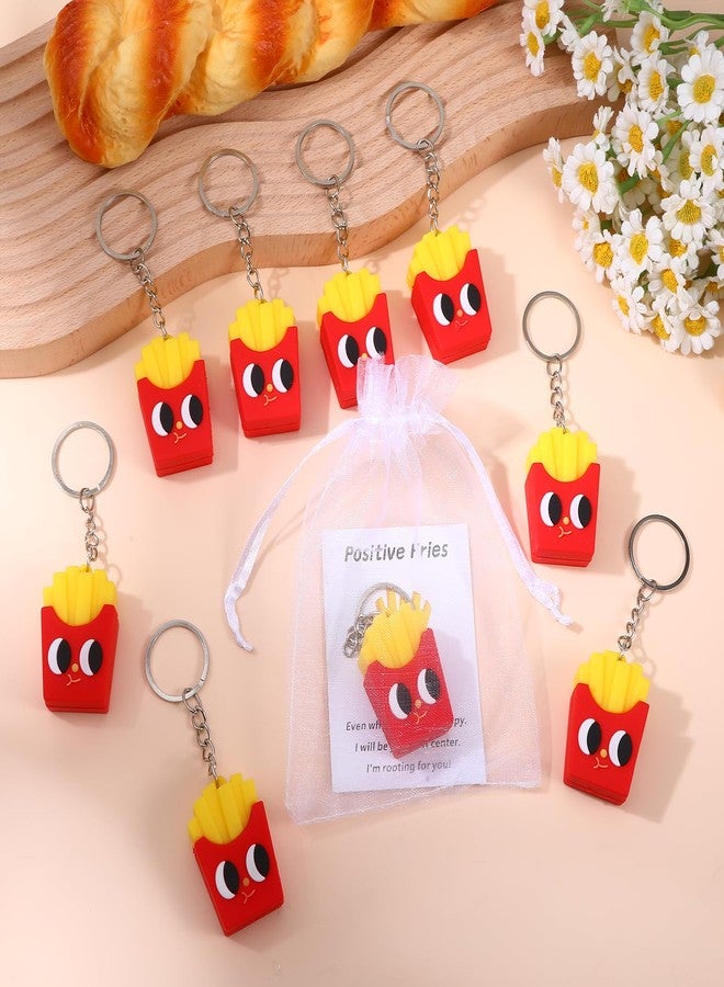 DONQTWAY 30 Sets Positive Fries Keychain Set Fries Funny Keychain with Positive Card Organza Bag Employee Appreciation Gifts Bulk for Motivational gifts Staff Teacher Student Christmas Party Favors - Image 5